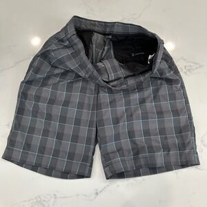 Pretoria Golf Shorts Plaid‎ Flat Front Lightweight Size Mens 36 Performance Blue